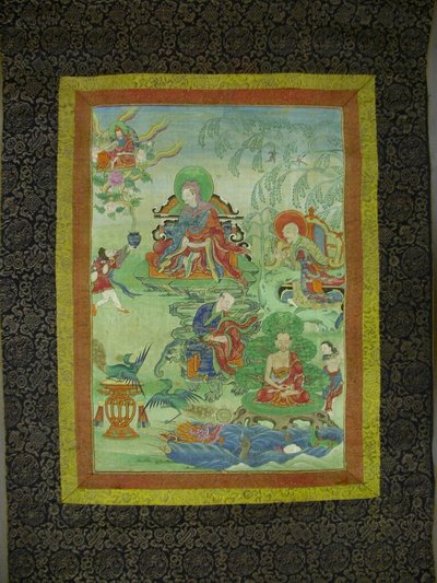 Estandarte pintado (thangka) de un conjunto de siete en honor de Gayadhara, un pandit sakya de la India de Unknown artist