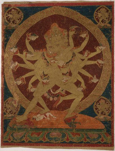 Estandarte pintado (Thangka) de Hevajra portador del cráneo (Kapâladhara) de Unknown artist