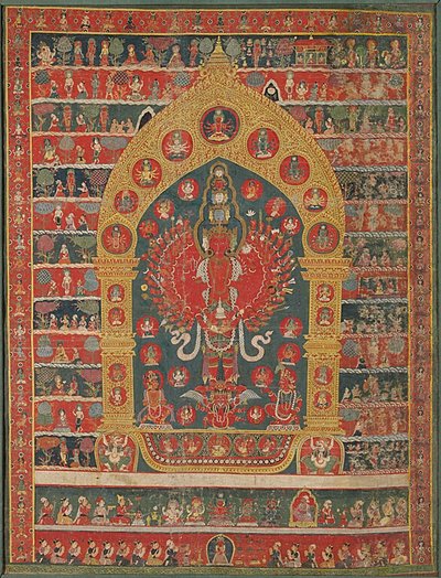 Estandarte pintado (Thangka) de la encarnación de Avalokiteshvara del dios de la lluvia Rato Matsyendranatha de Unknown artist