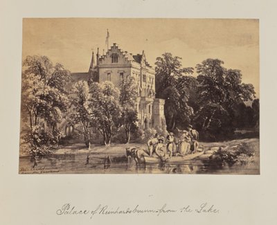 Palacio de Reinhardsbrunn - desde el lago. de Unknown artist