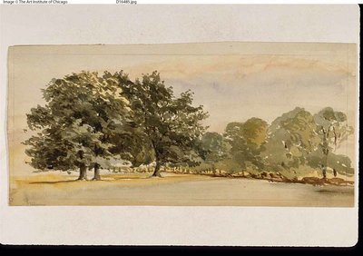 Panorama de una arboleda (anverso); Paisaje con bosque a la derecha (reverso) de Unknown artist
