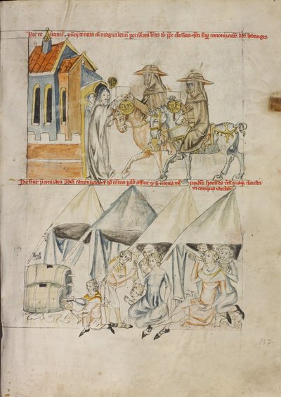 Mensajeros papales que traen documentos sobre la canonización de Santa Eduviges de Clemente IV; La recepción de la noticia de la canonización de Santa Eduviges de Unknown artist