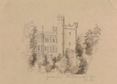 Parte de un castillo rodeado de árboles de Unknown artist