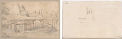 Pavilion Near a Mosque (recto) Sketch for Pavilion Near a Mosque (verso)  de Unknown artist