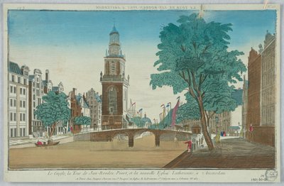Vista, Le Cingle, la Torre de Jan-Rooden-Poort, y la Nueva Iglesia Luterana, en Ámsterdam, No. 15 de Unknown artist