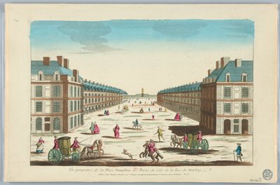 Peep-show, Vista perspectiva de la Place Dauphine de París, del lado de la Rue de Harlay, No. 162 de Unknown artist