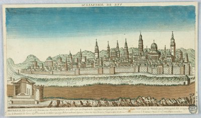 Vista de Jerusalén, Jerusalén, ciudad capital de Palestina bajo David y Salomón, es tan célebre por su templo y las magníficas obras que sus dos príncipes hicieron construir... de Unknown artist