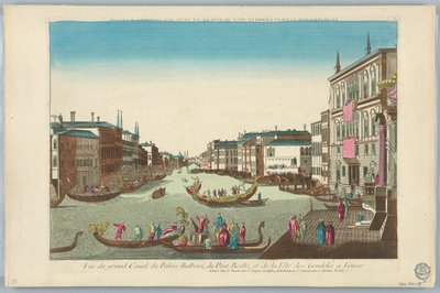 Vista del Gran Canal, del Palacio Balbori, del Puente Rialto y de la Fiesta de las Góndolas en Venecia de Unknown artist