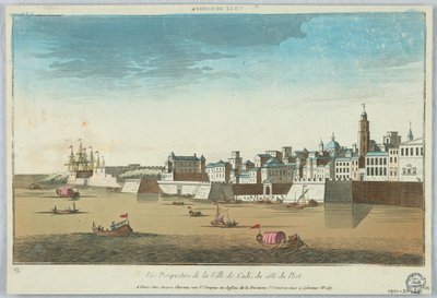 Vista en Perspectiva de la Ciudad de Cádiz desde el Lado del Puerto de Unknown artist