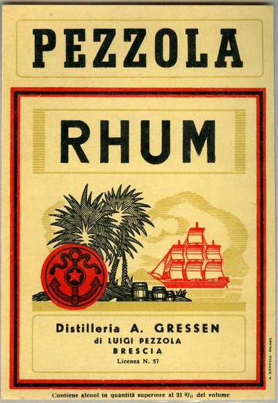 Anuncio de alcohol Pezzola rum (cromolitografía de finales del siglo XIX) de Unknown artist