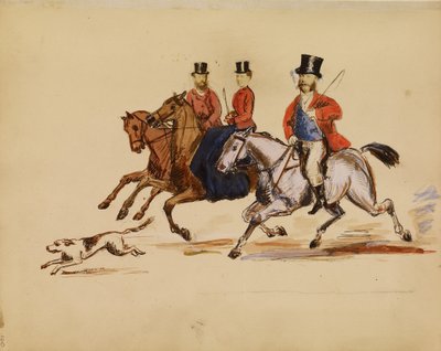 [Collage de fotos de la escena de caza con Lord y Lady Yarborough] de Unknown artist