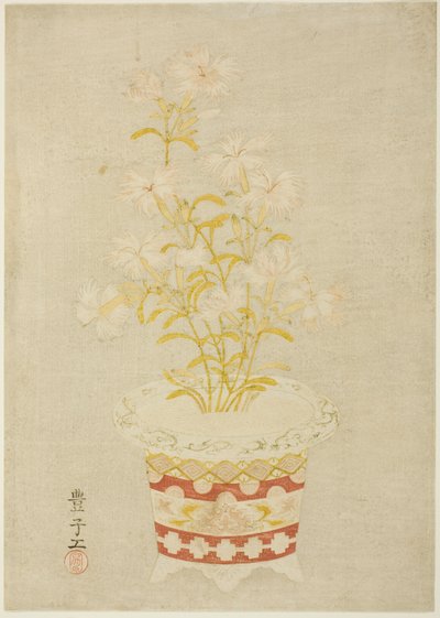 Rosas en maceta de porcelana de Unknown artist