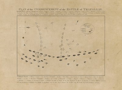Plano del comienzo de la batalla de Trafalgar de Unknown artist