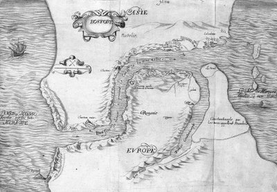 Plano que muestra el Estrecho de Constantinopla (ahora el Estrecho del Bósforo) - en 