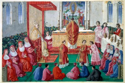 El Papa Sixto IV (1414-1484) asiste a misa en la Capilla Sixtina del Vaticano de Unknown artist