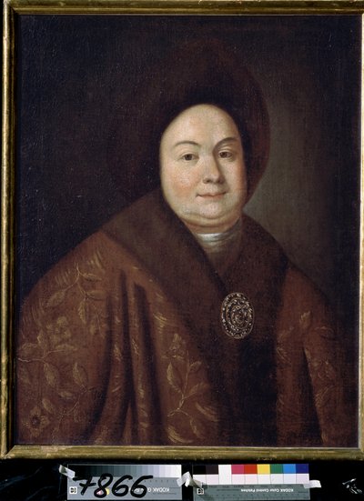 Retrato de la zarina Eudoxia Feodorovna Lopukhina (1669-1731), esposa de Pedro I de Rusia (Retrato de la zarina Evdokiya Feodorovna Lopukhina, esposa del zar Pedro I de Rusia). Pintura anónima. Óleo sobre lienzo, 80 x 63 cm, principios del siglo XVIII. S t de Unknown artist