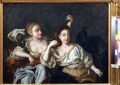 Retrato de las hijas del emperador Pedro el Grande (Retrato de las hijas de Pedro el Grande). Pintura anónima. Óleo sobre lienzo, 69 x 84 cm, principios del siglo XVIII. Museo Estatal de Arte de la República de Karelia, Petrosavodsk (República de Karelia). de Unknown artist