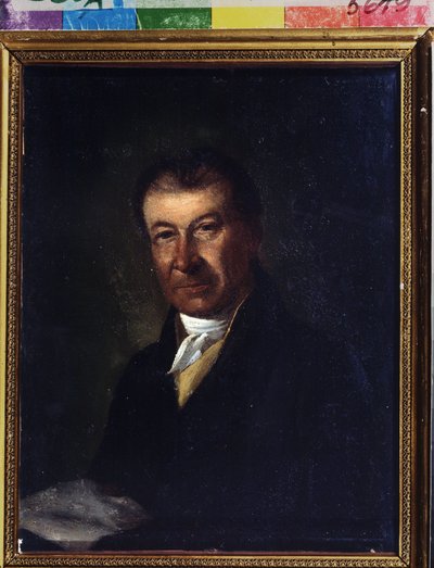 Retrato del compositor Dmitry Bortniansky (1751-1825) (Retrato del compositor Dmitry Bortninansky). Pintura anónima. Óleo sobre lienzo, 26,3 x 20,7 cm, finales del siglo XVIII. Clasicismo. Museo del Teatro State Central A. Bakhrushin, Moscú. de Unknown artist