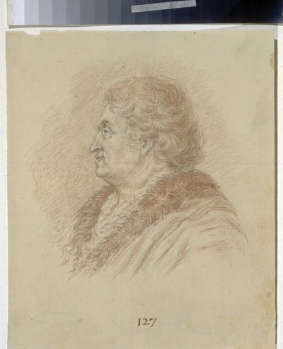 Retrato del Príncipe de Tauris, mariscal general y estadista Grigori Aleksandrovich Potemkin (Potyomkin) (1739-1791). (Retrato del Príncipe de Tauris, Mariscal de Campo General, Estadista G. A. Potyomkin). Dibujo anónimo, lápiz, sanguina sobre papel. arte  de Unknown artist