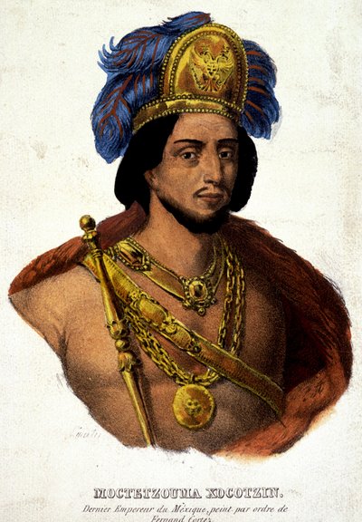 Retrato en busto de Moctezuma (o Montezuma), último emperador de México - il. siglo XIX d.C. doc. siglo XVI de Unknown artist