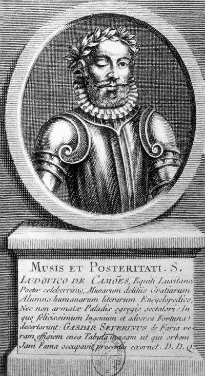 Retrato en medallón de Luis de Camoens (1524-1580) - grabado de Unknown artist