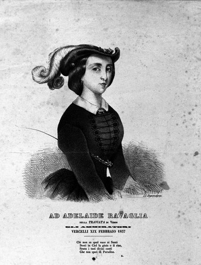Retrato de Adelaide Ravaglia en la representación de la ópera “La Traviata” de Giuseppe Verdi de 1857. de Unknown artist