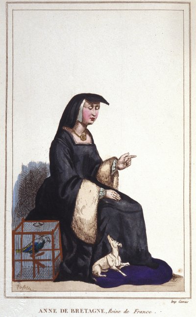 Retrato de Ana de Bretaña (1476-1514), Reina de Francia, esposa de Carlos VIII y luego de Luis XII. Grabado de 1830 de Unknown artist