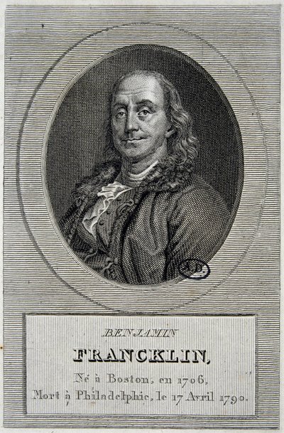 Retrato de Benjamin Franklin, político y físico estadounidense (1706-1790) de Unknown artist