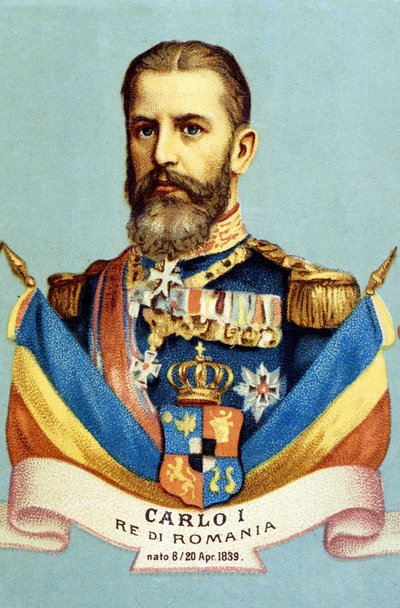 Retrato de Carlos I (Carol I) (1839-1914), rey de Rumania. Cromolitografía del siglo XIX de Unknown artist