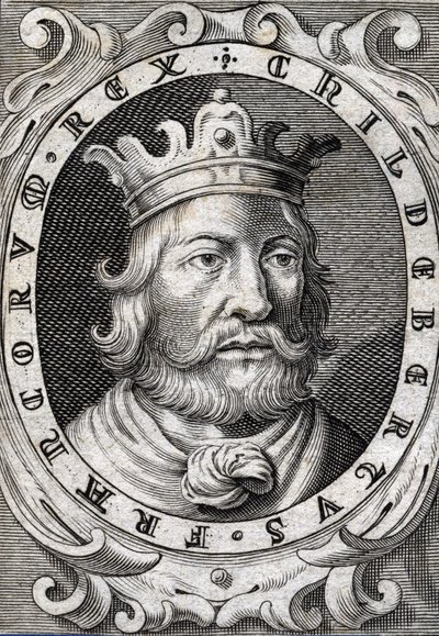 Retrato de Childeberto I (c. 495-558), Rey de París. Grabado del siglo XVIII de Unknown artist