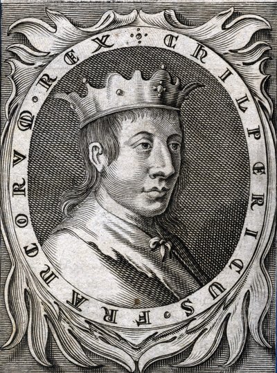 Retrato de Chilperico II (v. 670-721), rey de Neustria (grabado del siglo XVIII) de Unknown artist
