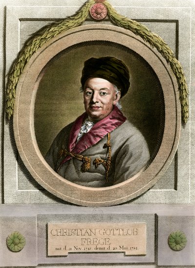 Retrato de Christian Frege (1715-1781) matemático y filósofo alemán. Grabado del siglo XVIII. Colección privada de Unknown artist