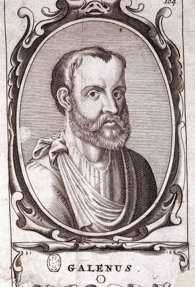 Retrato de Claudio Galeno (v. 131 - v. 201), médico griego. Grabado del siglo XVIII de Unknown artist