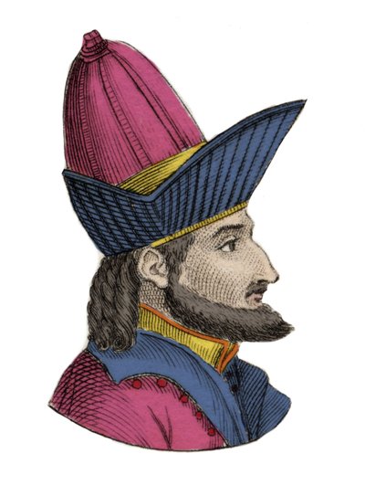 Retrato de Constantino XI (o XII) Paleólogo, conocido como Dragases (Constantino XI Paleólogo) (1404-1453), emperador bizantino. Grabado del siglo XIX. de Unknown artist