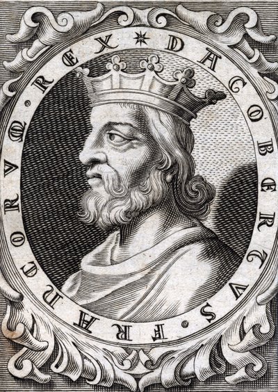 Retrato de Dagoberto I (? - 639), rey de los francos, dinastía de los merovingios (grabado del siglo XVIII) de Unknown artist