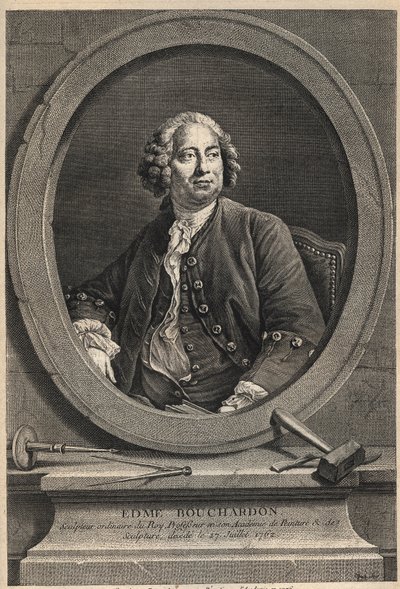 Retrato de Edme Bouchardon (1698-1762) escultor y dibujante francés - grabado de 1776 de Unknown artist