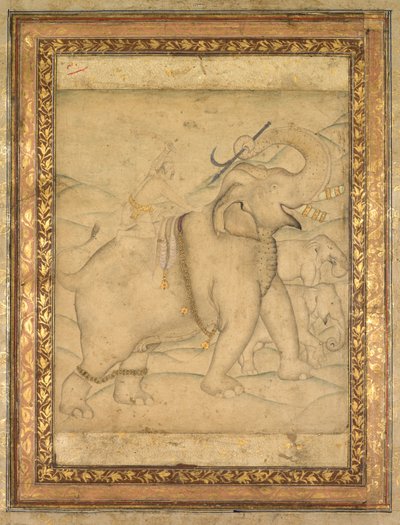 Retrato del Emperador Jahangir montando un elefante de Unknown artist