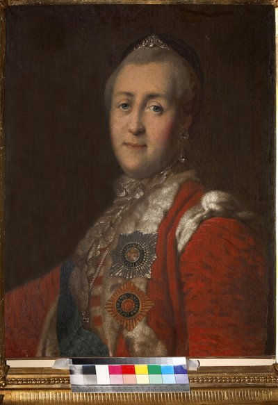 Retrato de la emperatriz Catalina II (1729-1796), Anónimo. Óleo sobre lienzo, Segunda Mitad del siglo XVIII, Museo Estatal de A.S. Pushkin, Moscú de Unknown artist