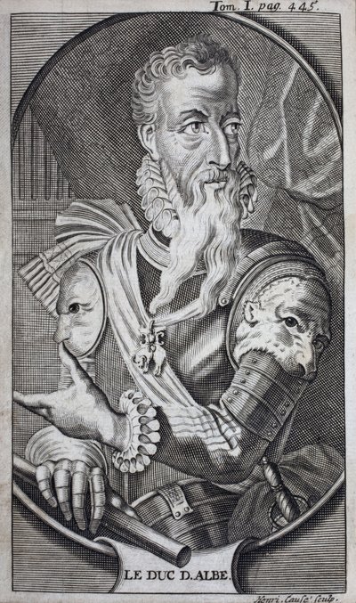 Retrato de Fernando Álvarez de Toledo (1507-1582) Tercer Duque de Alba, Grande de España, Duque de Huescar, Marqués de Coria, Conde de Salvatierra, Virrey de Nápoles (Italia) y Gobernador de los Países Bajos (Países Bajos). Grabado para ilustrar Historia d de Unknown artist