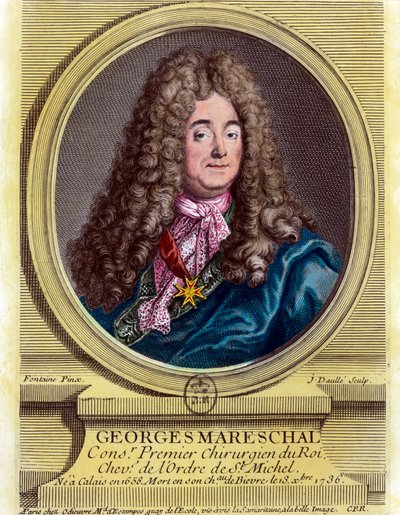 Retrato de Georges Marechal, primer cirujano del rey. Grabado del siglo XVIII. Colección privada de Unknown artist