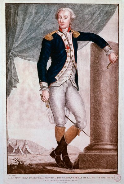 Retrato de Gilbert du Motier, Marqués de Lafayette de Unknown artist