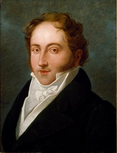 Retrato de Gioachino Rossini (1792-1868), compositor italiano. Pintura anónima. 1818. Bolonia, Museo Cívico Bibliográfico Musical de Unknown artist