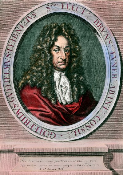 Retrato de Gottfried Wilhelm Leibniz (1646-1716) filósofo y matemático alemán. Grabado del siglo XVIII. Colección Privada de Unknown artist