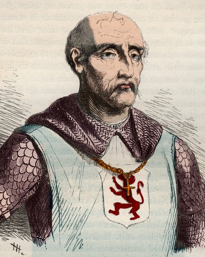 Retrato de Gui o Guy de Dampierre (1226-1305) Conde de Flandes y Conde de Namur - Grabado de 1868 en “Historia de Bélgica desde tiempos primitivos hasta el final del reinado de Leopoldo I” por Theodore Juste (1818-1888). Colección privada. de Unknown artist