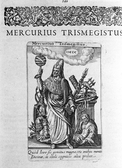 Retrato de Hermes Trismegisto, astrólogo, retrato ideal de un tratado de Jacques Boissard 
