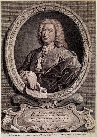 Retrato de Jean Bernoulli (Johann Bernouilli) (1667-1748) matemático y físico suizo. Grabado del siglo XVIII de Unknown artist