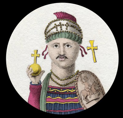 Retrato de Justiniano I (El Grande) (Flavio Pedro Sabacio Justiniano) (482-565). Emperador romano de Oriente. Grabado del siglo XIX. de Unknown artist