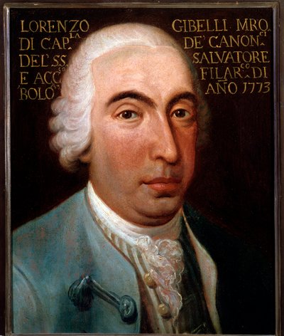 Retrato de Lorenzo Gibelli (1719-1812) compositor italiano, castrato Pintura anónima. 1773. Bolonia, museo cívico bibliográfico musical de Unknown artist