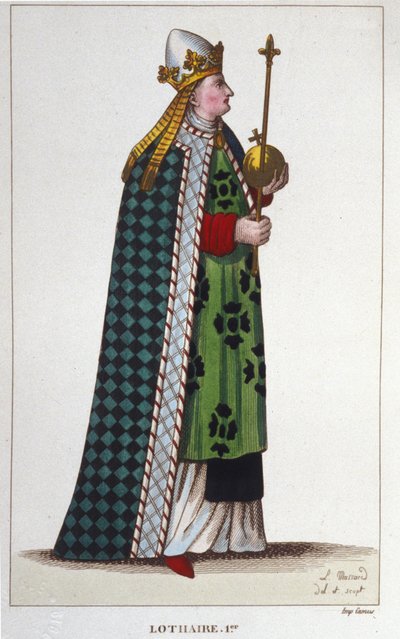 Retrato de Lotario I (795-855), Emperador de Occidente y Rey de Italia. Grabado de 1830 de Unknown artist
