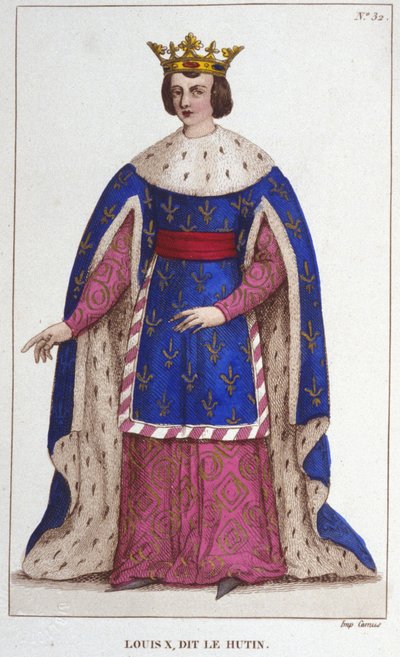 Retrato de Luis X el Obstinado (1289 - 1316), Rey de Francia grabado de 1830 de Unknown artist